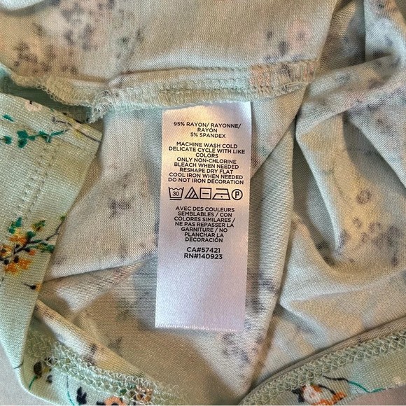 Ann Taylor LOFT Outlet Women’s SP Mint Green Ditsy Floral Flutter Sleeve Top - Picture 5 of 8